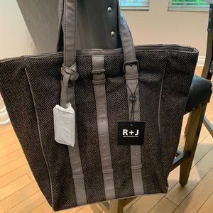 R+J oversized tote. Vegan leather and cloth